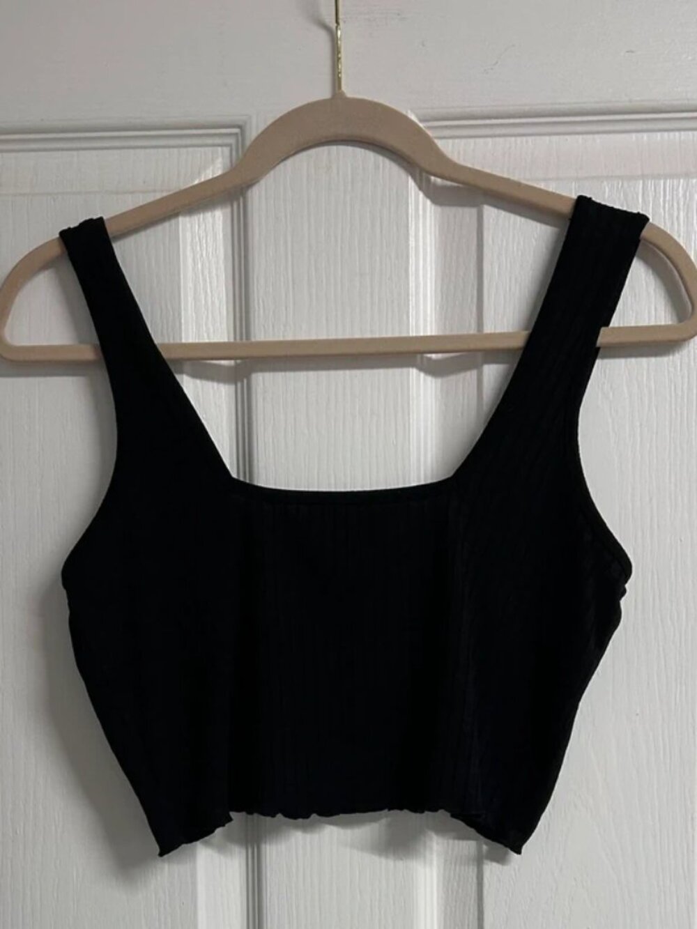 ASOS Black Ribbed Square Neck Sports Bra